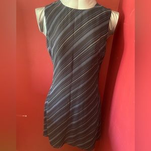 J. Crew 2P Navy Diagonal White, Black And Blue Stripe Sleeveless Shift Dress